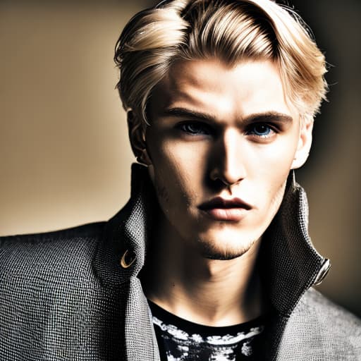 portrait+ style Russian LGBT queer fashion stylist blonde hunk dude face