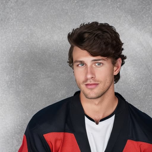 portrait+ style NHL star queer brunette hunk dude face