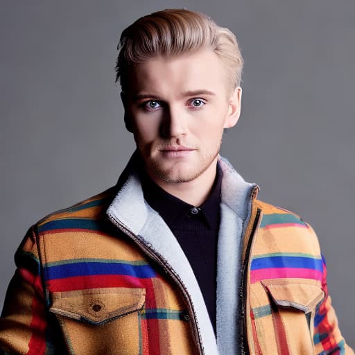 portrait+ style Russian LGBT queer TV host blonde hunk dude face