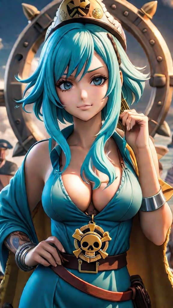  anime art: franky from one piece, holding the key to pluton, the devastating ancient warship's blueprints. hyperrealistic, full body, detailed clothing, highly detailed, cinematic lighting, stunningly beautiful, intricate, sharp focus, f/1. 8, 85mm, (centered image composition), (professionally color graded), ((bright soft diffused light)), volumetric fog, trending on instagram, trending on tumblr, HDR 4K, 8K