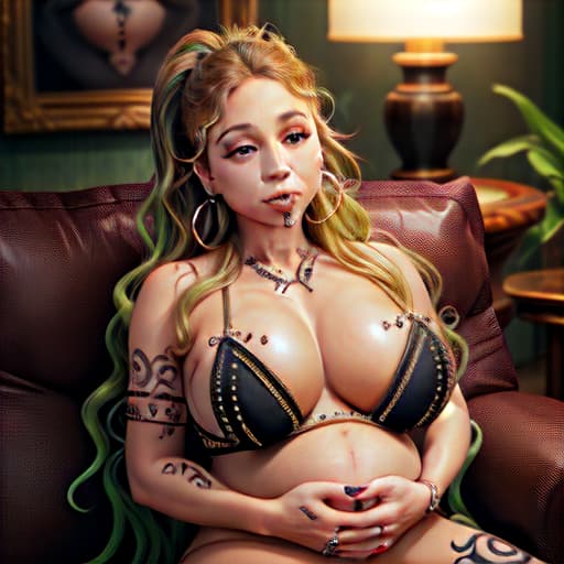  A 40 year old topless, beautiful, pregnant Mariah Carey sitting on a couch, wearing maternity lingerie, long curly highlighted hair, legs wide open, massively enhanced fake breasts, (piercings:1.5), (nose_ring:0.5) (fake_chest:1.6), award winning cinematic shot, sharp focus, cinematic angle, hd, vibrant, stunning visuals, incredibly absurdres, hyperrealism, perfect hands, perfect fingers, detailed hands, detailed fingers, Highly defined, highly detailed, sharp focus, (centered image composition), 4K, 8K