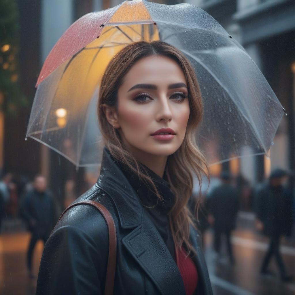  Rain in Madrid hyperrealistic, full body, detailed clothing, highly detailed, cinematic lighting, stunningly beautiful, intricate, sharp focus, f/1. 8, 85mm, (centered image composition), (professionally color graded), ((bright soft diffused light)), volumetric fog, trending on instagram, trending on tumblr, HDR 4K, 8K