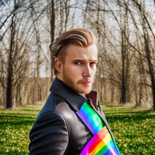 portrait+ style Russian LGBT queer blonde hunk dude face