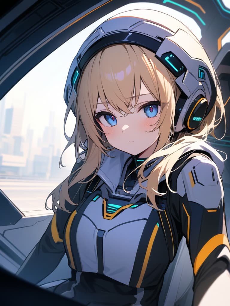  ultra detailed:1.2,masterpiece:1.2,best quality,masterpiece,bestquality,hdr:1.1,8k:1.1,very cute girl:1.3,((cyber pilot suit white:1.6)),((sphere cockpit inside robot:1.6))(cyber,full face helmet:1.3)(sitting cockpit seat:1.3),leaning forward,upper body:1.3,blue eyes:1.2,blonde hair:1.2,from front