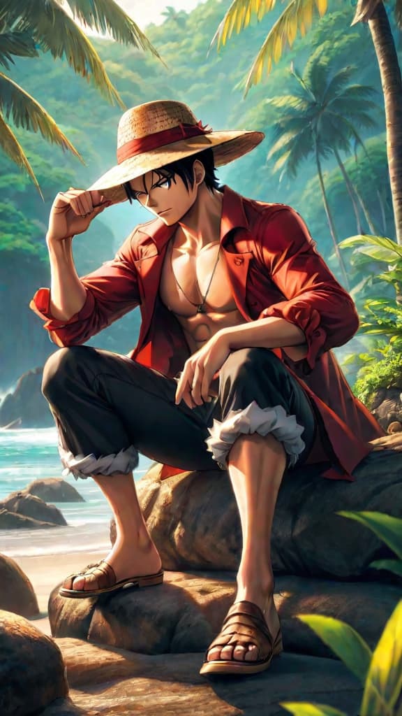  anime art: shanks sees roger's will in luffy, passing on the legacy with the iconic straw hat. hyperrealistic, full body, detailed clothing, highly detailed, cinematic lighting, stunningly beautiful, intricate, sharp focus, f/1. 8, 85mm, (centered image composition), (professionally color graded), ((bright soft diffused light)), volumetric fog, trending on instagram, trending on tumblr, HDR 4K, 8K