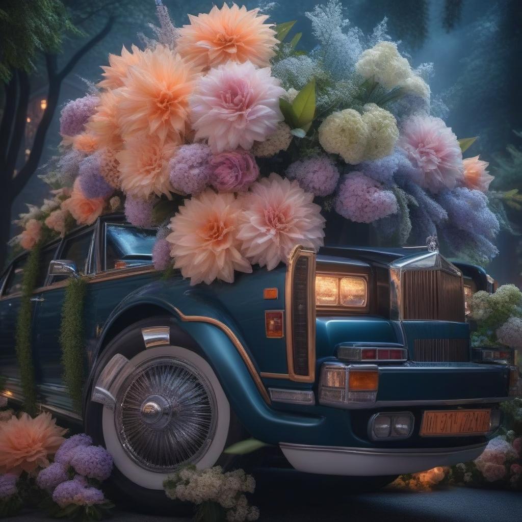  Beautiful limousine hyperrealistic, full body, detailed clothing, highly detailed, cinematic lighting, stunningly beautiful, intricate, sharp focus, f/1. 8, 85mm, (centered image composition), (professionally color graded), ((bright soft diffused light)), volumetric fog, trending on instagram, trending on tumblr, HDR 4K, 8K