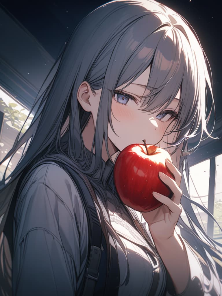  reaper eating apples, masterpiece, best quality,8k,ultra detailed,high resolution,an extremely delicate and beautiful,hyper detail