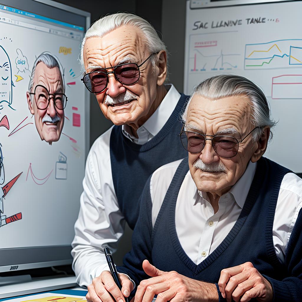 create a whiteboard animation picture of Stanlee