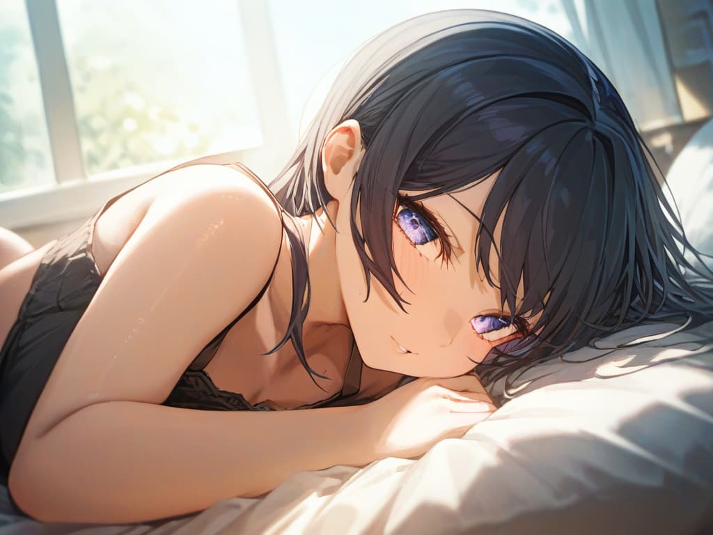  cat ear black hair long hair girls are likely to sleep blue., masterpiece, best quality,8k,ultra detailed,high resolution,an extremely delicate and beautiful,hyper detail