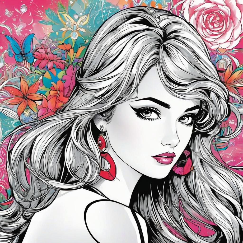  comic draw a pretty with a . graphic ilration, comic art, graphic novel art, vint, highly detailed