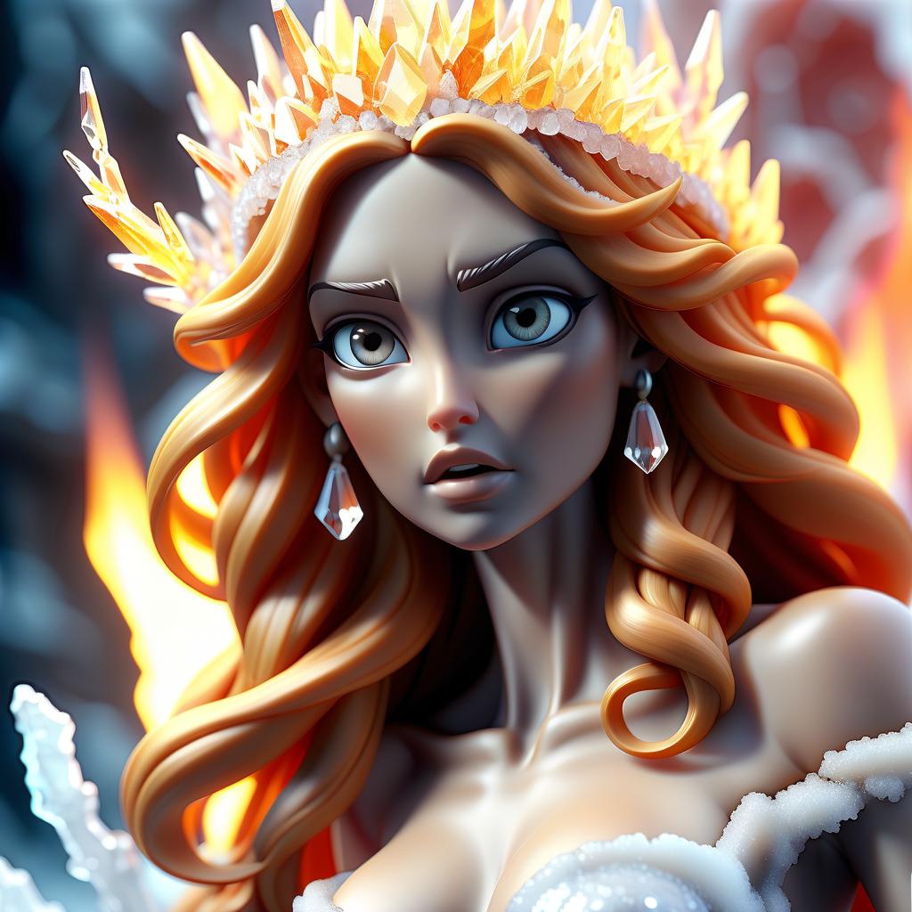  cinematic photo aphrodite in full growth is born from ice and fire crystals . 35mm photograph, film, bokeh, professional, 4k, highly detailed, perfecteyes