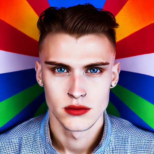 portrait+ style Russian LGBT queer fashion model blonde hunk dude face