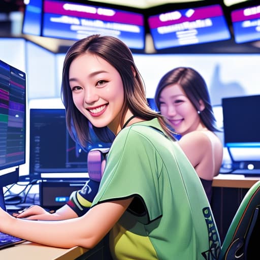  Traders happy after big win, computers with stats in background