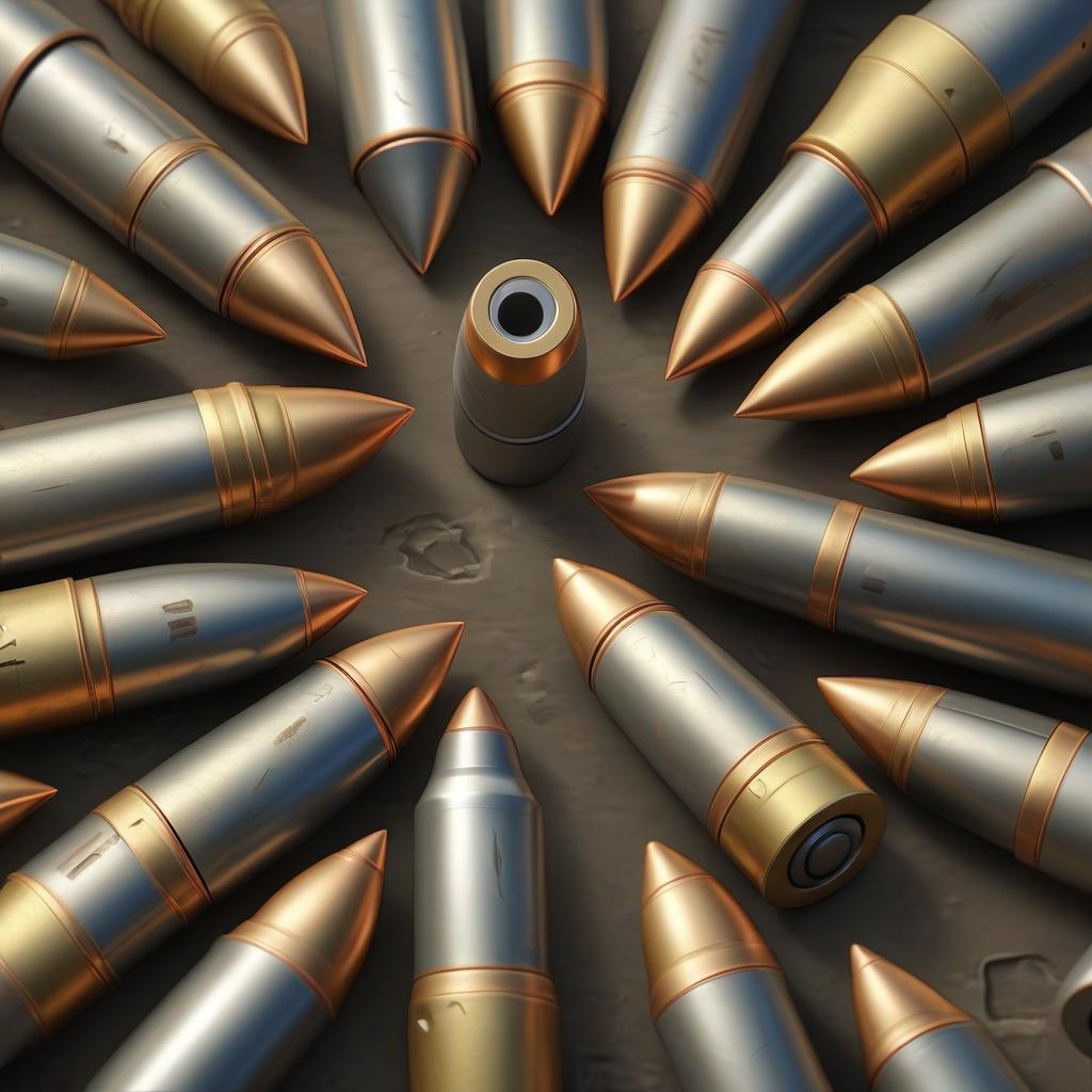  hyperrealistic art bullet icon . extremely high resolution details, photographic, realism pushed to extreme, fine texture, incredibly lifelike