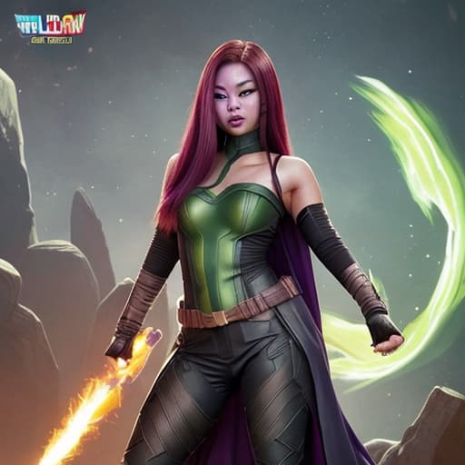  Jennie Kim as Gamora, full body, Ultra detailed body and face, Gentle face, Hot body, real girl, Small and gentle body, Natural face