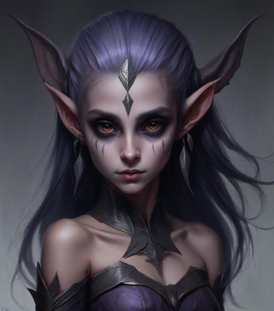  concept art dark elf girl with (small neat ears: 0.3) . digital artwork, illustrative, painterly, matte painting, highly detailed