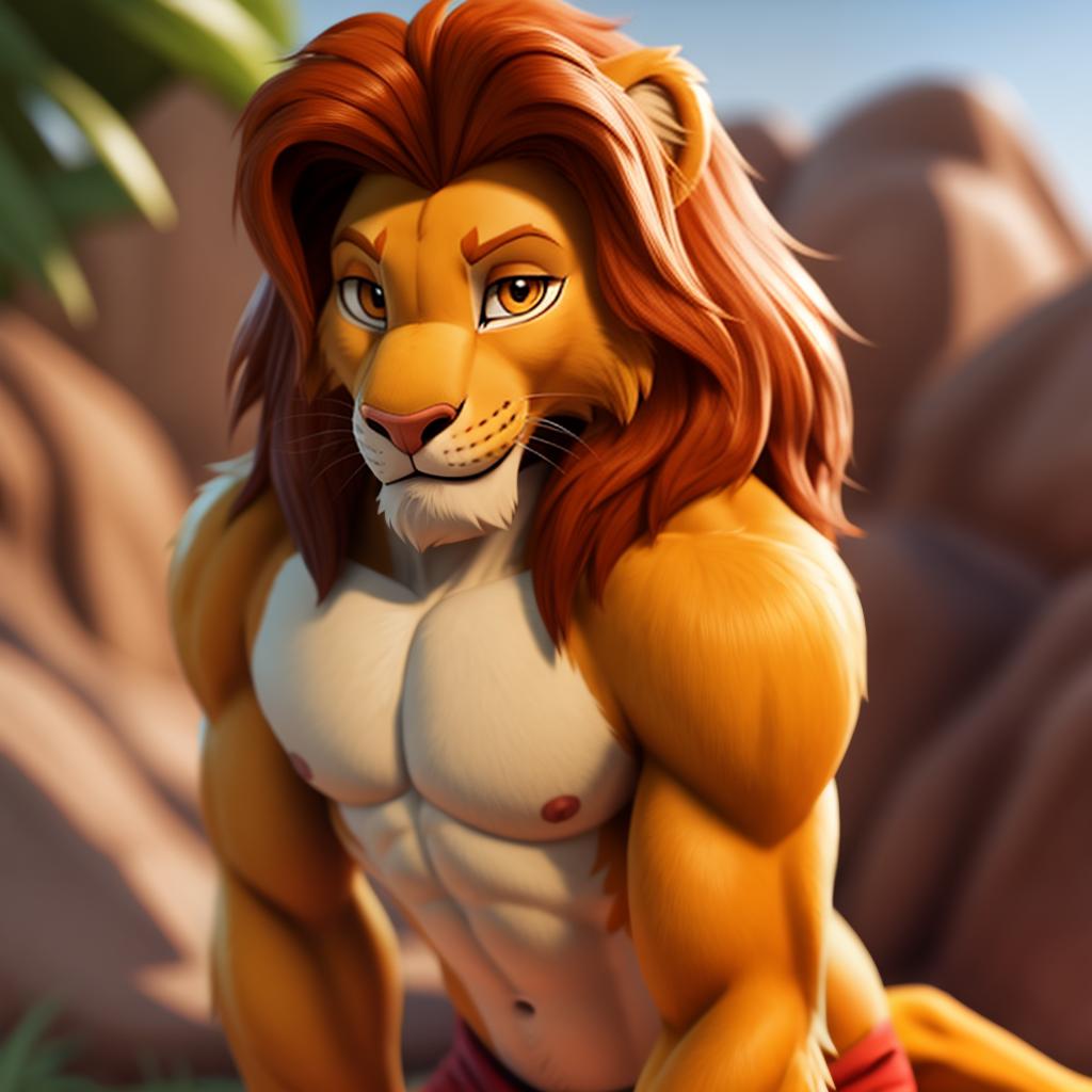  Simba (fortnite), full body, open eyes, masterpiece, 4k, fine details,