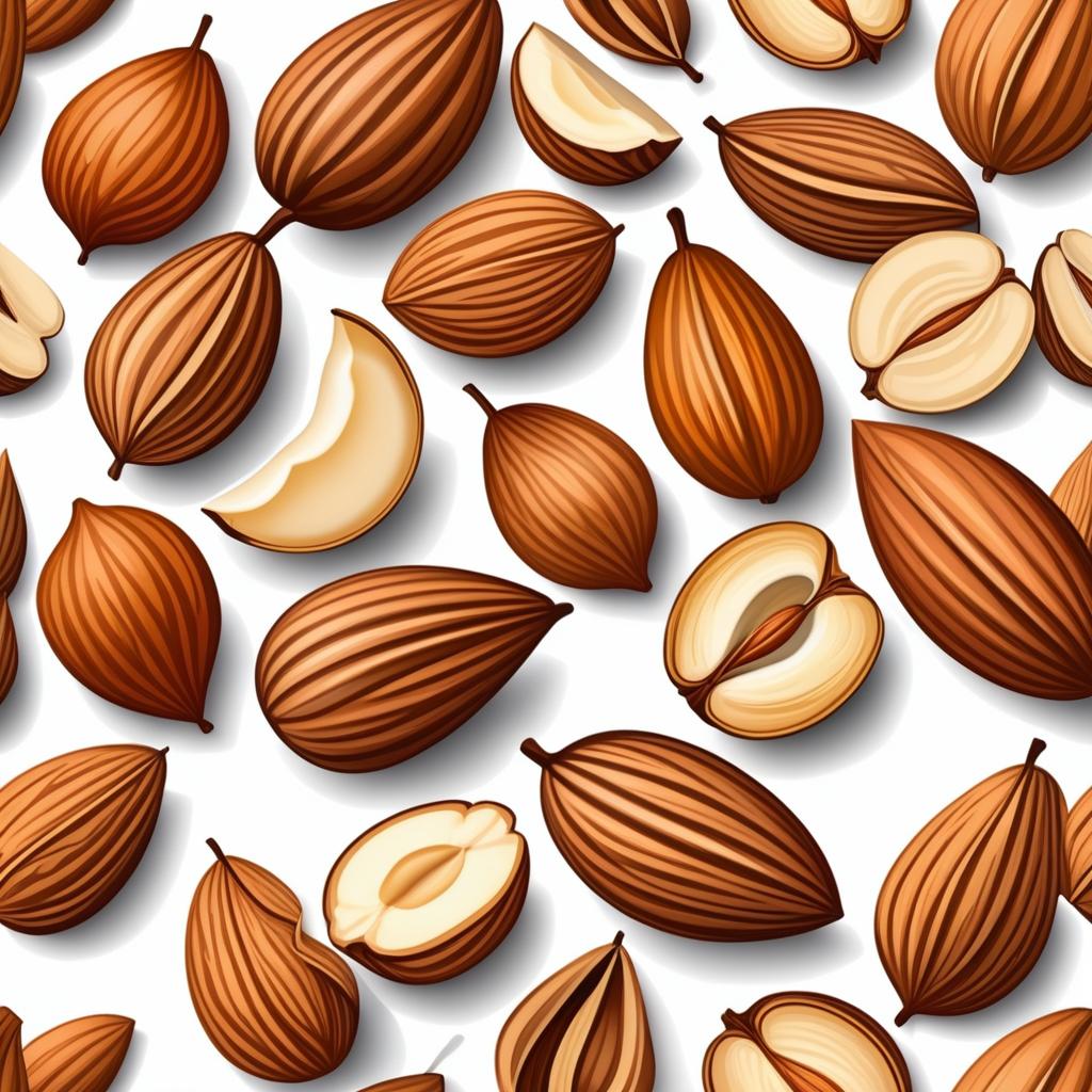  create a diagram of all types of nuts, however alter it to express that almond is not a nut photo realistic, highly intricate and detailed, masterpiece, ultra high res,photography,8k resolution