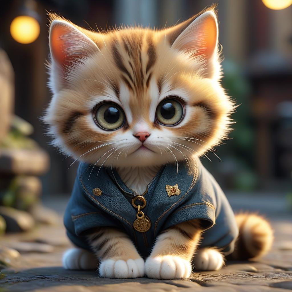  cute baby cat with huge eyes, sad eyes, тату hyperrealistic, full body, detailed clothing, highly detailed, cinematic lighting, stunningly beautiful, intricate, sharp focus, f/1. 8, 85mm, (centered image composition), (professionally color graded), ((bright soft diffused light)), volumetric fog, trending on instagram, trending on tumblr, HDR 4K, 8K