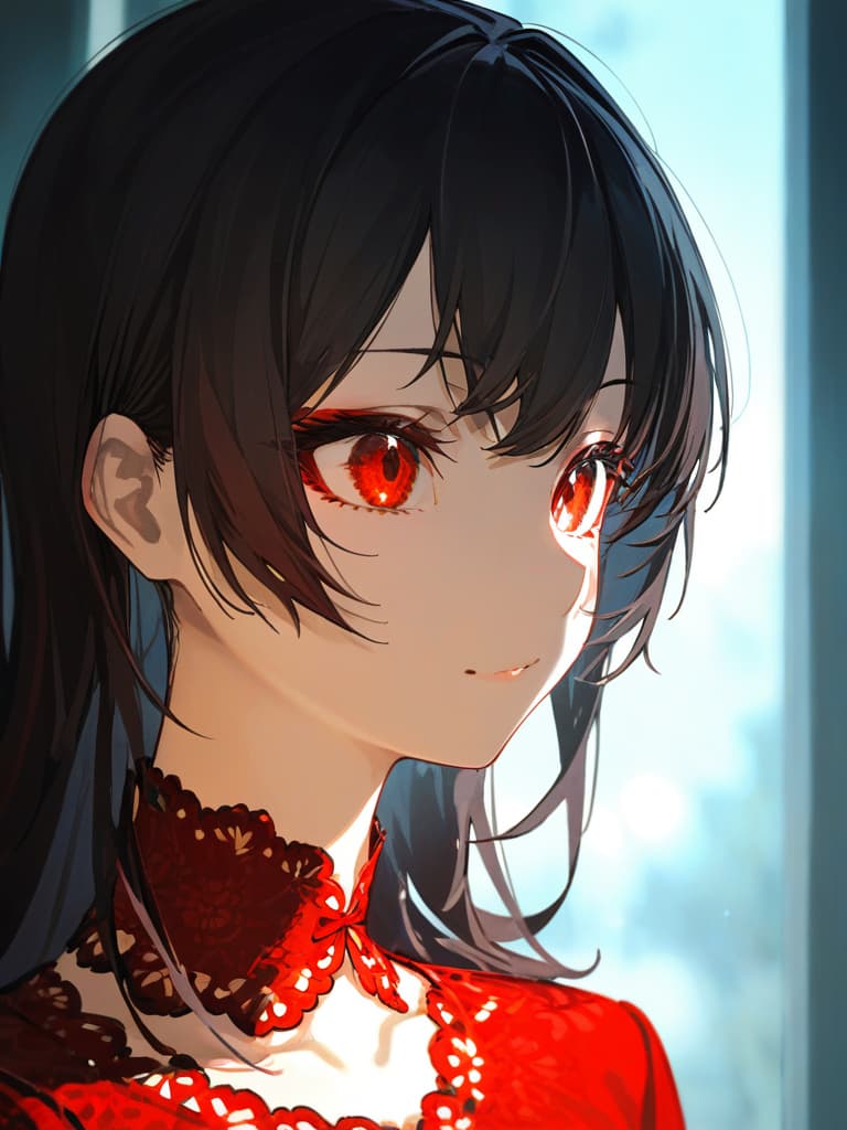  ((black hair,beautiful ,red eyes,red mesh,red mesh on bangs,long hair,hair pulled back,beautiful,cool,red pionate background, on ,korean fashion,piercing,))、ultra detailed,best shadow,cute and beautiful face,(masterpiece:1.2),(best quality:1.2),detailed background,high contrast,(best illumination,an extremely delicate and beautiful),((cinematic light)),hyper detail,dramatic light,intricate details,8k,anime,very aesthetic、((hair with red mesh: 1.5))