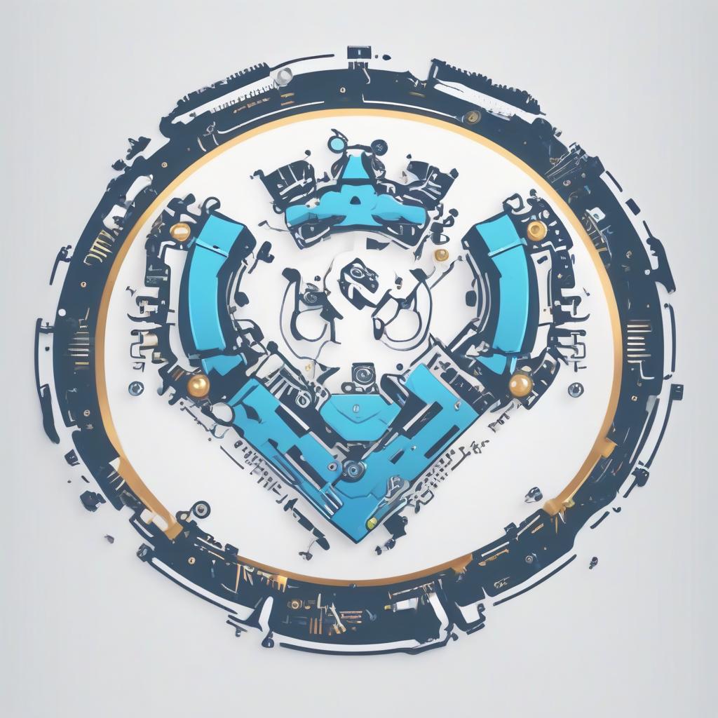  minimalist style logo of the circle of robotics and programming, shield of gear and board arduino . simple, clean, uncluttered, modern, elegant