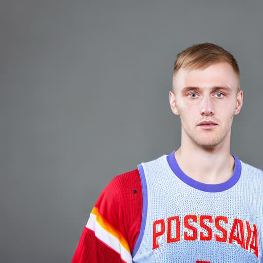 portrait+ style Russian LGBT queer basketball player blonde hunk dude face