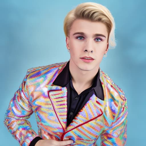 portrait+ style Russian LGBT queer dancing show superstar blonde hunk dude face