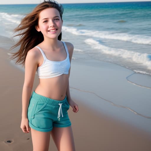   girl wearing shorts playing on beach