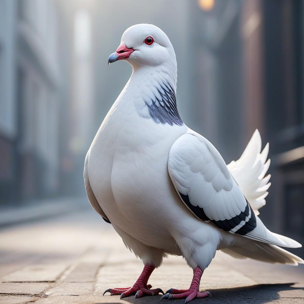  white pigeon, sticker hyperrealistic, full body, detailed clothing, highly detailed, cinematic lighting, stunningly beautiful, intricate, sharp focus, f/1. 8, 85mm, (centered image composition), (professionally color graded), ((bright soft diffused light)), volumetric fog, trending on instagram, trending on tumblr, HDR 4K, 8K