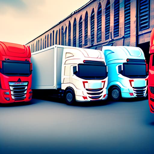  against the background of the store "pyaterochka" 3 trucks red, blue, white, linked together by an anchor chain. on board semi trailers the inscription x5