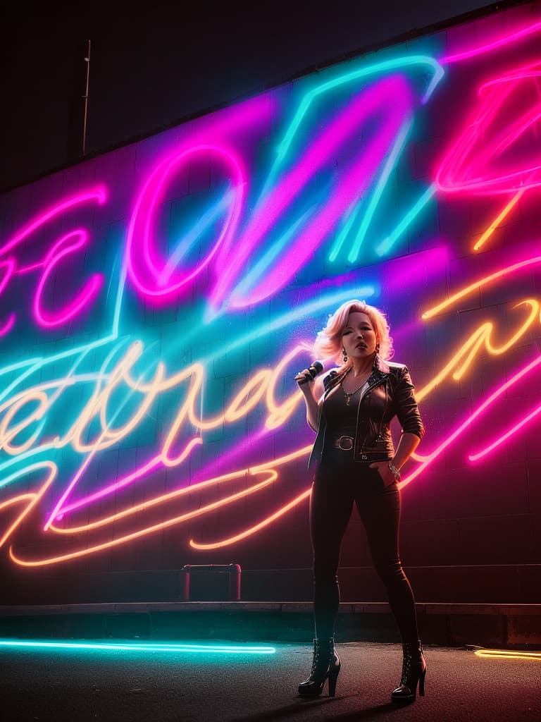  A younger country singer Tanya Tucker, medium shot, upper body, spotlight, long exposure lighting, street art style spray paint, glamour lighting