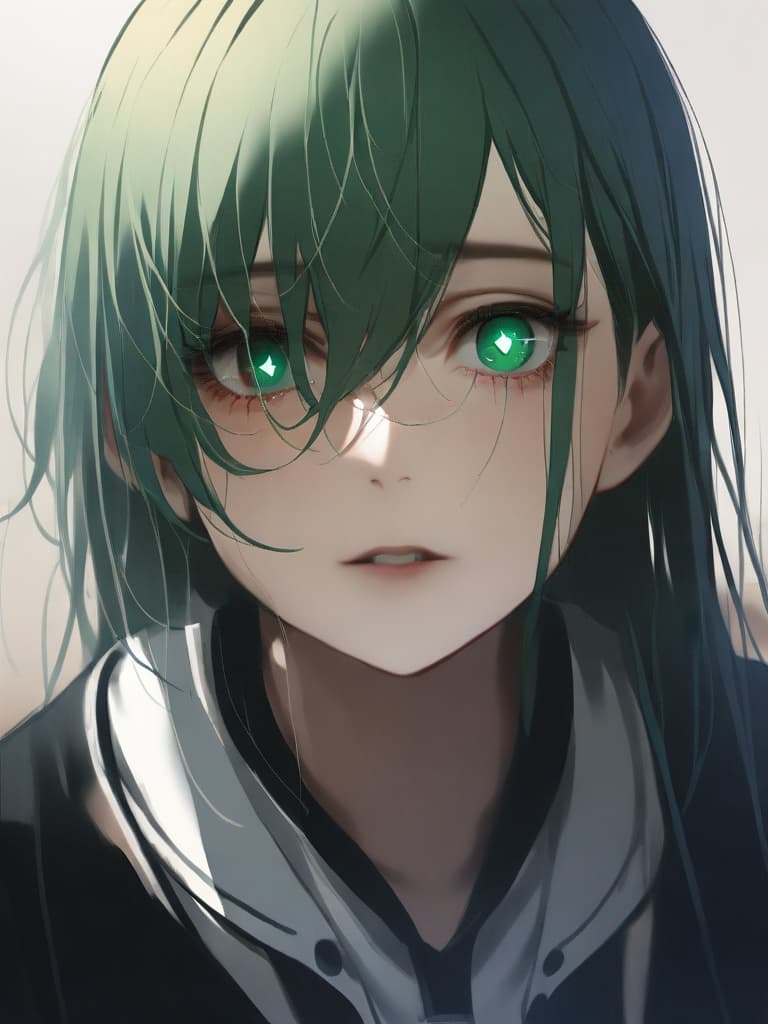  green hair,(((the clock is my eye:2.0))),(((in your eyes the clock is ticking:2.0))),realistic