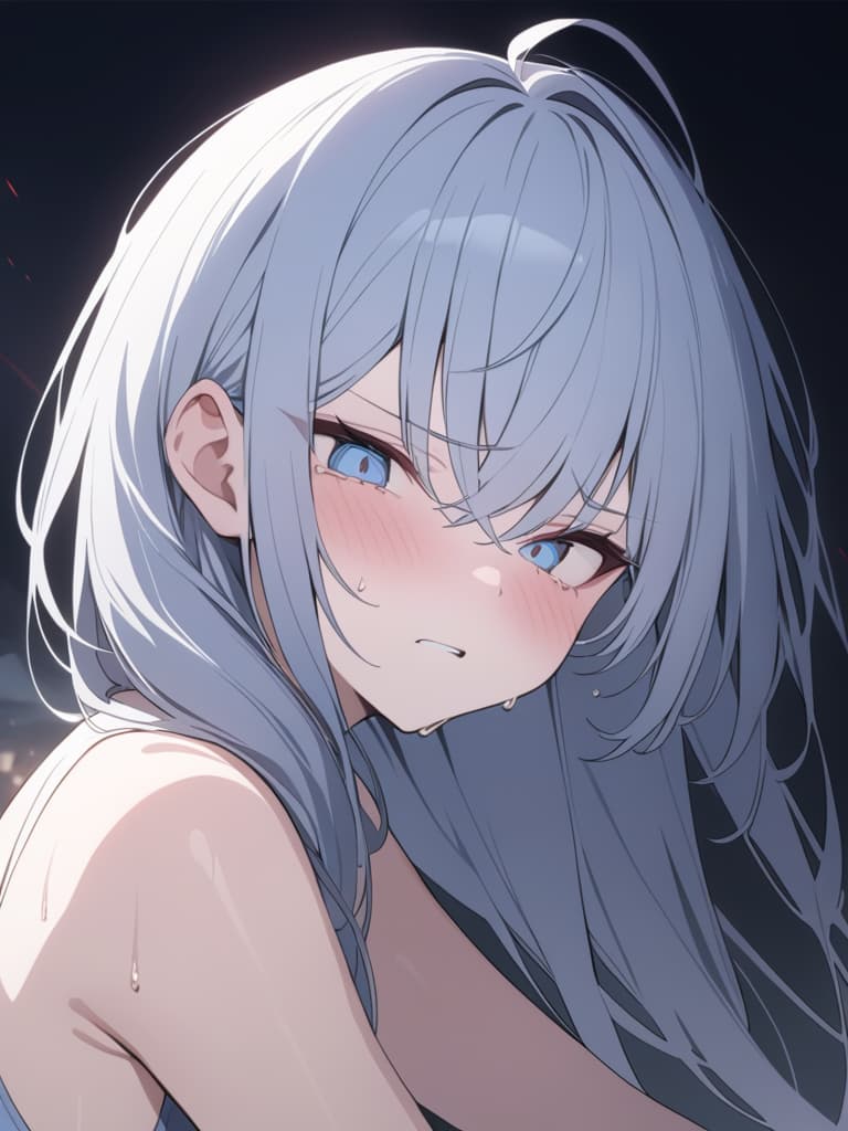  light blue hair, light blue eye, bob hair, darkness, hatred, angry crying, night, masterpiece, best quality,8k,ultra detailed,high resolution,an extremely delicate and beautiful,hyper detail