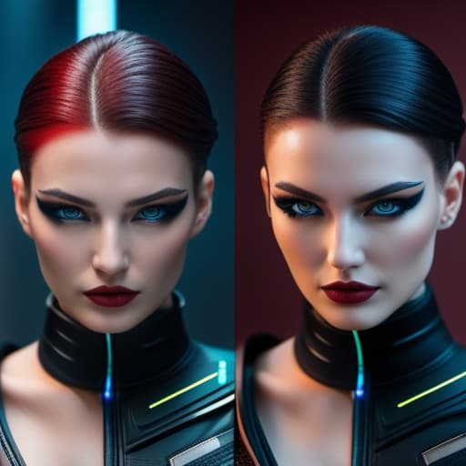  ultra realistic close up portrait ((beautiful pale cyberpunk female with heavy black eyeliner)), blue eyes, shaved side haircut, hyper detail, cinematic lighting, magic neon, dark red city, canon eos r3, nikon, f/1.4, iso 200, 1/160s, 8k, raw, unedited, symmetrical balance, in frame, 8k hyperrealistic, full body, detailed clothing, highly detailed, cinematic lighting, stunningly beautiful, intricate, sharp focus, f/1. 8, 85mm, (centered image composition), (professionally color graded), ((bright soft diffused light)), volumetric fog, trending on instagram, trending on tumblr, HDR 4K, 8K