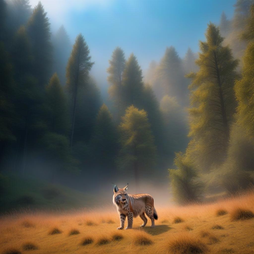  A lynx and a wild boar met hyperrealistic, full body, detailed clothing, highly detailed, cinematic lighting, stunningly beautiful, intricate, sharp focus, f/1. 8, 85mm, (centered image composition), (professionally color graded), ((bright soft diffused light)), volumetric fog, trending on instagram, trending on tumblr, HDR 4K, 8K