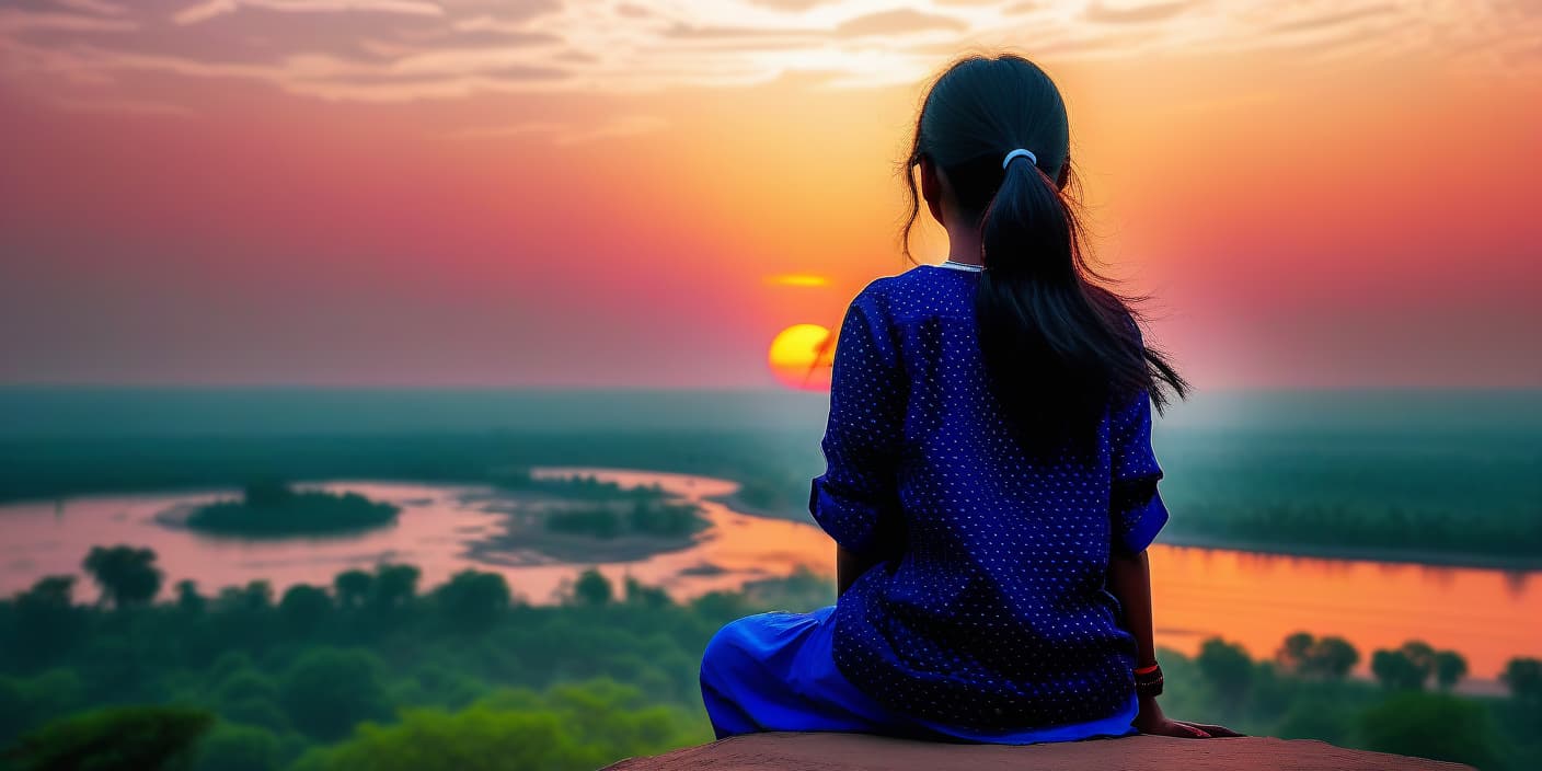  smart indian girl see sunset love