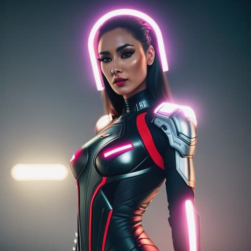  Image of a cyborg girl in pop art style hyperrealistic, full body, detailed clothing, highly detailed, cinematic lighting, stunningly beautiful, intricate, sharp focus, f/1. 8, 85mm, (centered image composition), (professionally color graded), ((bright soft diffused light)), volumetric fog, trending on instagram, trending on tumblr, HDR 4K, 8K