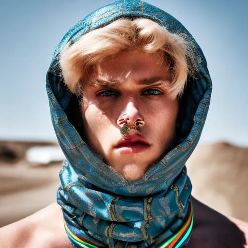 portrait+ style Russian LGBT queer fashion stylist blonde hunk dude face