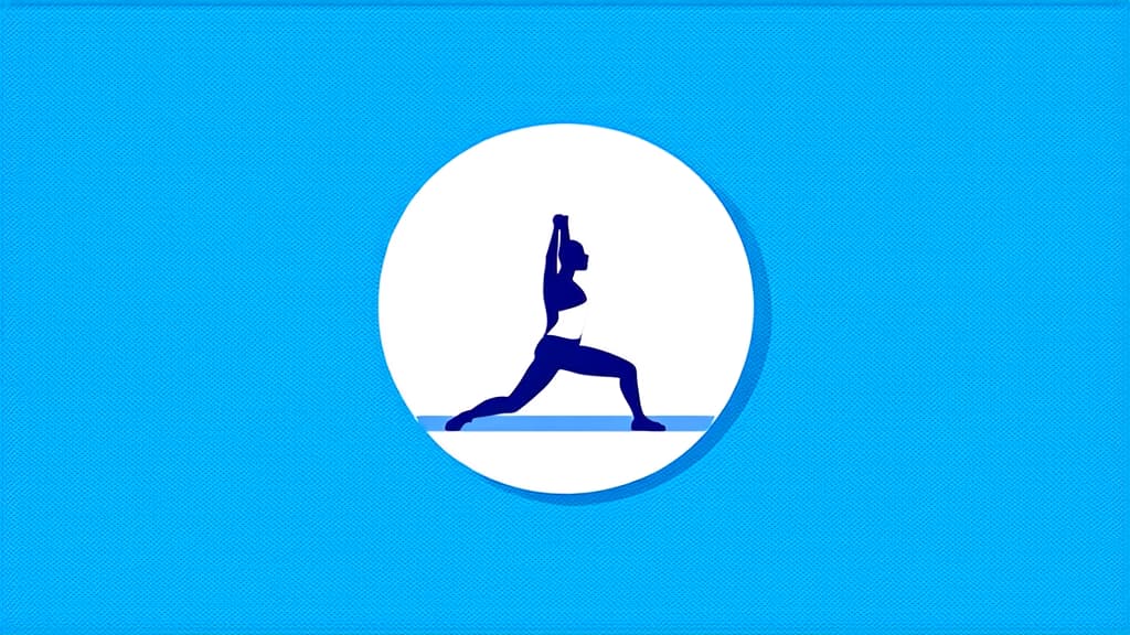  flat illustration, flaticon, (illustration:1.15), yoga studio logo blue background circle ar 16:9, [cory loftis, strobist, pascal campion :: 0.2]