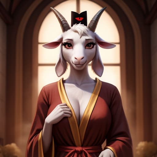  Female goat anthro, hot, cult robes,, open eyes, masterpiece, 4k, fine details,