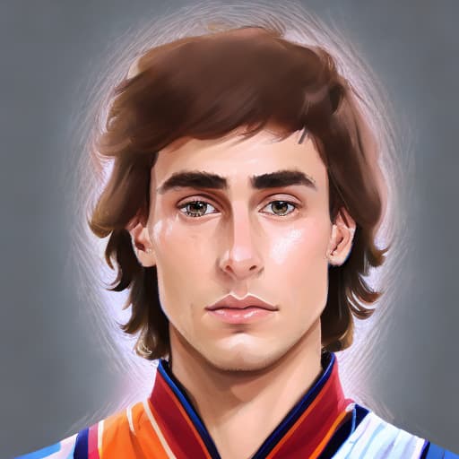 portrait+ style NBA star queer brunette hunk dude face