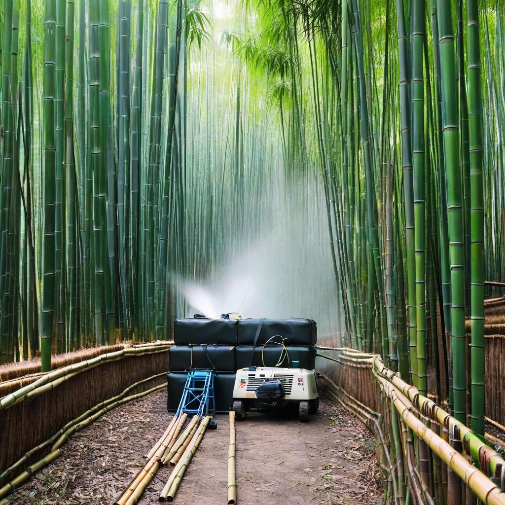  spraying equipment in bamboo forest