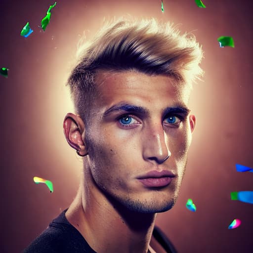 portrait+ style Hungarian LGBT queer footballer blonde hunk dude face