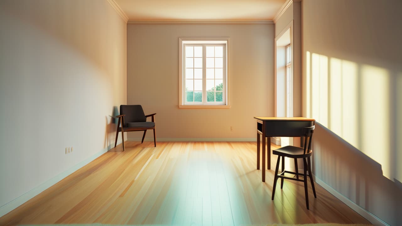  a stark, empty room with stark white walls, a single chair, and a small table. shadows cast by minimal furniture create a sense of isolation, highlighting the drawbacks of overwhelming simplicity. hyperrealistic, full body, detailed clothing, highly detailed, cinematic lighting, stunningly beautiful, intricate, sharp focus, f/1. 8, 85mm, (centered image composition), (professionally color graded), ((bright soft diffused light)), volumetric fog, trending on instagram, trending on tumblr, HDR 4K, 8K