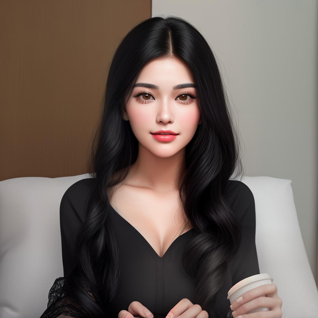  masterpiece, best quality, hd close up image of a pretty woman with black hair. she has a confident and flirty look on her face. she is american with white skin.