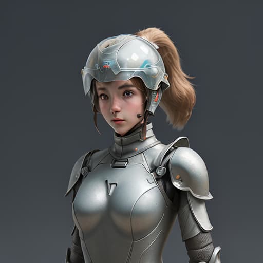  girl, humanity, putting on biological armor, shell, fully enclosed helmet, (solo: 1.5), dynamic, best quality, masterpiece, c4d, ponytail.