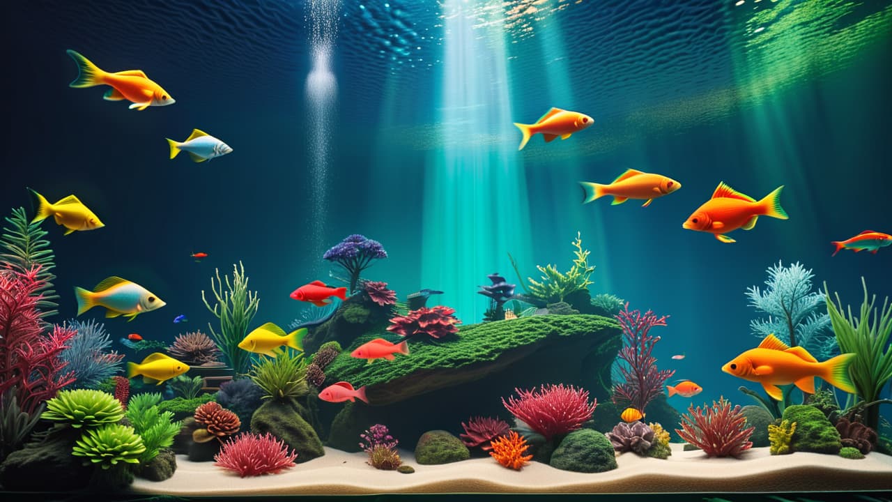  a serene aquarium scene featuring a dedicated aquarium keeper, carefully maintaining a vibrant tank filled with colorful fish, aquatic plants, and intricate decorations, showcasing tools like a net, siphon, and water testing kit. hyperrealistic, full body, detailed clothing, highly detailed, cinematic lighting, stunningly beautiful, intricate, sharp focus, f/1. 8, 85mm, (centered image composition), (professionally color graded), ((bright soft diffused light)), volumetric fog, trending on instagram, trending on tumblr, HDR 4K, 8K