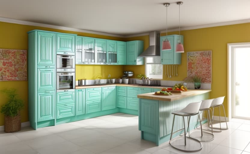  colour ful kitchen, inframe