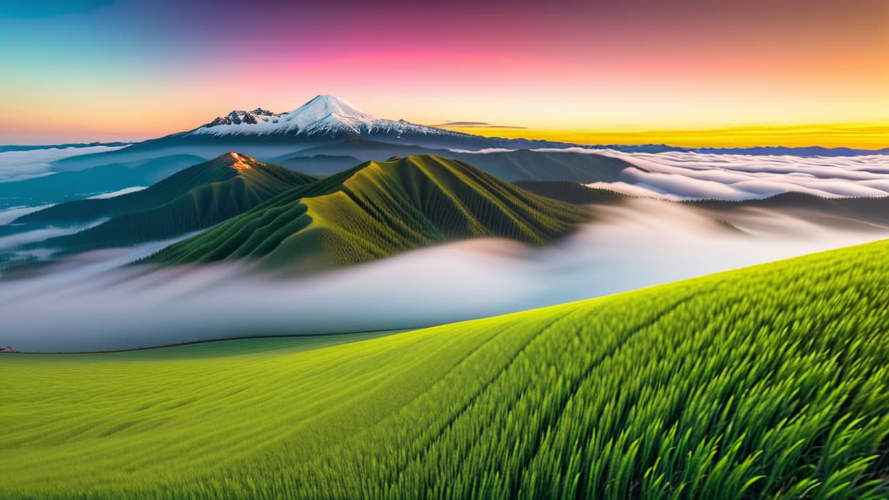  aerial view of a stunning landscape showcasing vibrant fields and mountains, with a drone hovering above capturing breathtaking shots, surrounded by a diverse group of photographers discussing pricing strategies. hyperrealistic, full body, detailed clothing, highly detailed, cinematic lighting, stunningly beautiful, intricate, sharp focus, f/1. 8, 85mm, (centered image composition), (professionally color graded), ((bright soft diffused light)), volumetric fog, trending on instagram, trending on tumblr, HDR 4K, 8K