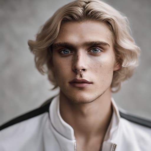 portrait+ style Russian LGBT queer fashion model blonde hunk dude face